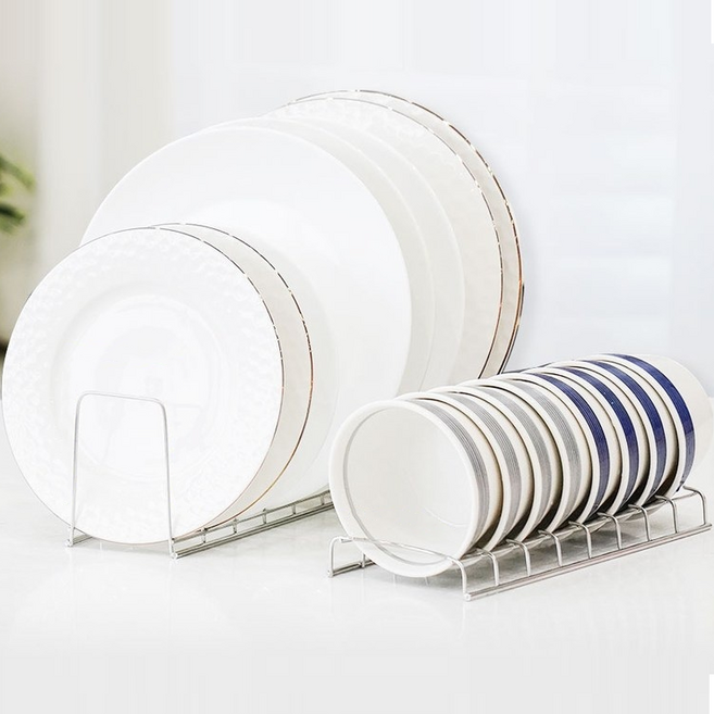 생활공식 그릇 접시 공간활용 접시정리대 사각 + 라운드 세트, 실버, 1세트