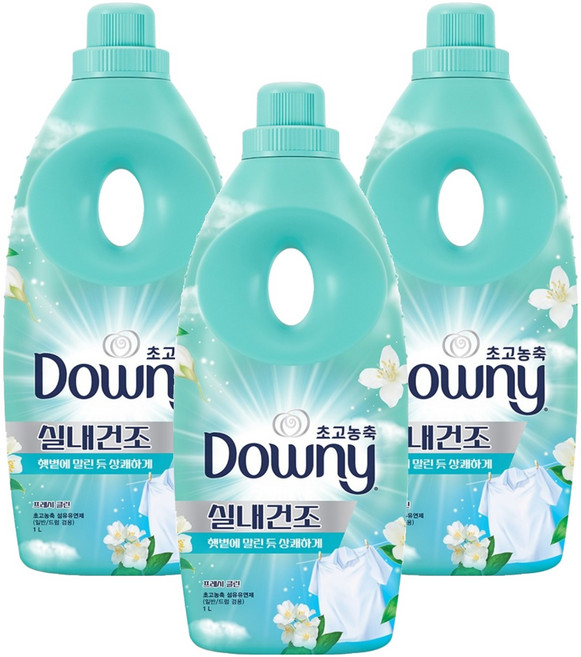 다우니 실내건조 프레시클린 초고농축 섬유유연제 본품, 1L, 3개