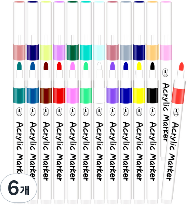 영아트 데코 드로잉 아크릴 마카펜 세트, 24색, 6개