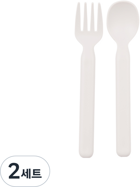 나인웨어 모노 스푼 + 포크 세트, 파스텔화이트, 2세트