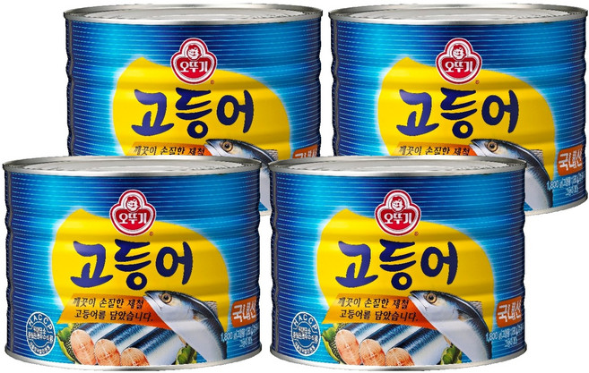 오뚜기 고등어 통조림, 4개, 1.8kg