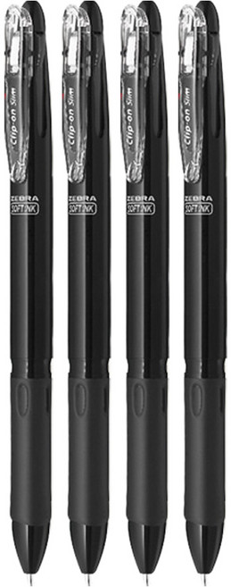 제브라 클립온 슬림 소프트 3C 3색펜 0.7mm, 블랙, 4개