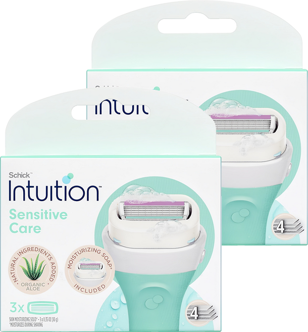 인튜이션 센서티브케어 여성제모기 알로에 면도날 리필, 3개입, 2개