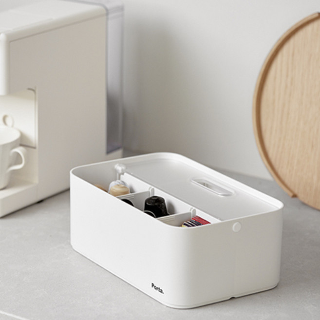 리템 포르타 폴드 손잡이 접이식 다용도 수납 정리함, 화이트투명, 1개