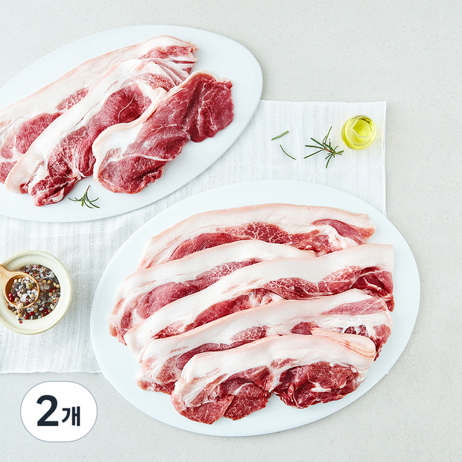 백두대간 한돈 얇은 미박 앞다리살 구이 불고기용 (냉장), 2개, 1kg