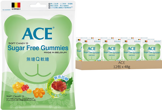 ACE 無糖Q軟糖 12包, 48g