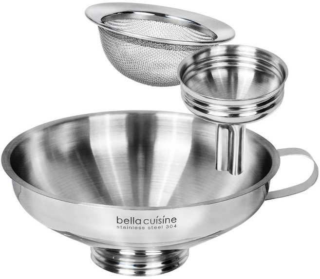 벨라쿠진 304 스텐 깔때기 + 미니 깔때기 + 거름망 세트, 1세트