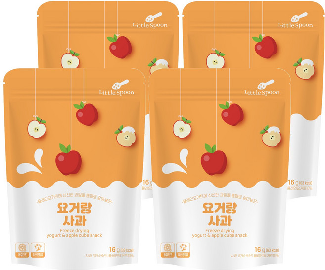 리틀스푼 요거랑 동결건조 요거트 큐브 스낵, 사과, 16g, 4개