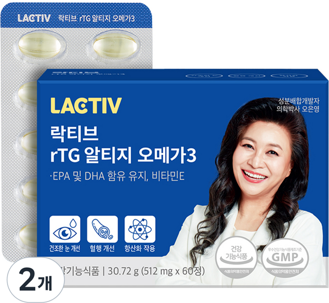 락티브 초임계 rTG 알티지 오메가3 36g, 60정, 2개