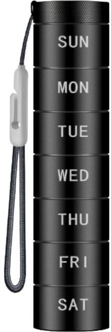 심플리비 고급 메탈 일주일 일자 밀폐 약통 블랙, 1개