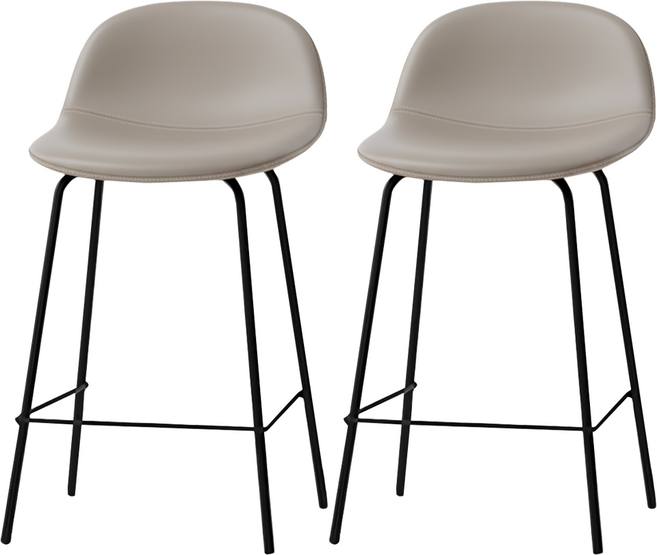 MH家居 皮革靠背吧台椅 70cm, 米色, 2個