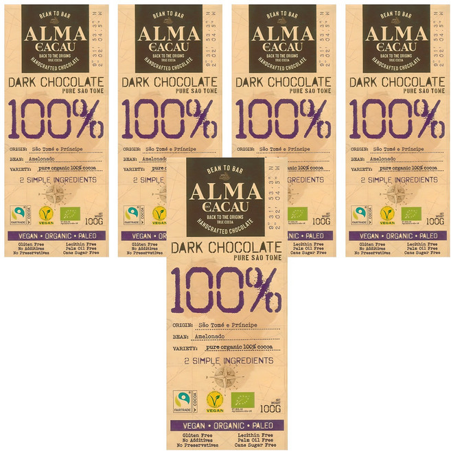 알마카카우 유기농 다크 초콜릿 100%, 100g, 5개