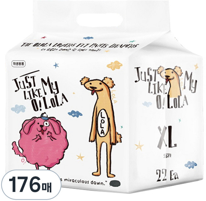 OLOLA 러버스핏 팬티기저귀 아동용, 특대형(XL), 176매