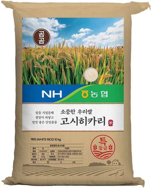 2025년산 햅쌀 곰곰x농협 소중한 우리쌀 고시히카리, 10kg, 1개