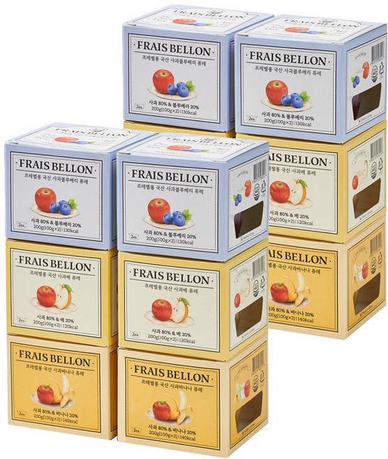 프레벨롱 국산 과일퓨레 6팩, 사과바나나, 사과배, 사과블루베리, 2세트