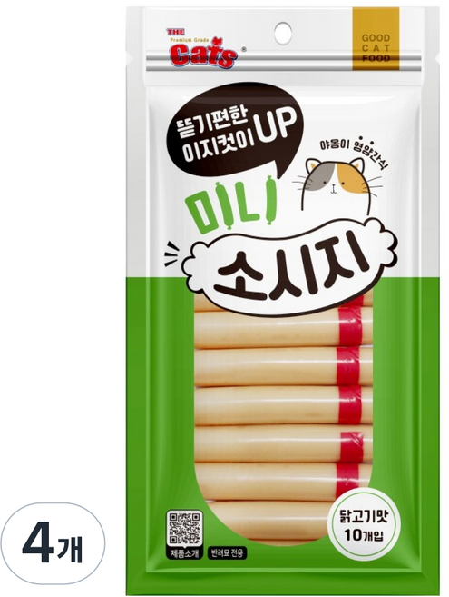 더캣츠 고양이 이지컷 미니소시지 간식, 4개, 90g, 닭