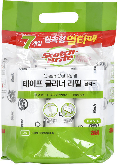 스카치브라이트 실속형 멀티팩 테이프 클리너 리필 7p, 1개