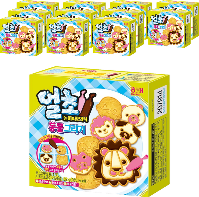 해태제과 얼초 동물 그리기 과자 52g 랜덤발송, 단품, 12개