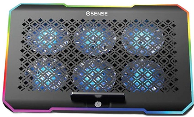 ESENSE 逸盛 G12 RGB 電競筆電散熱墊 10種RGB燈光模式 適用於17吋筆電, 黑色, 1個