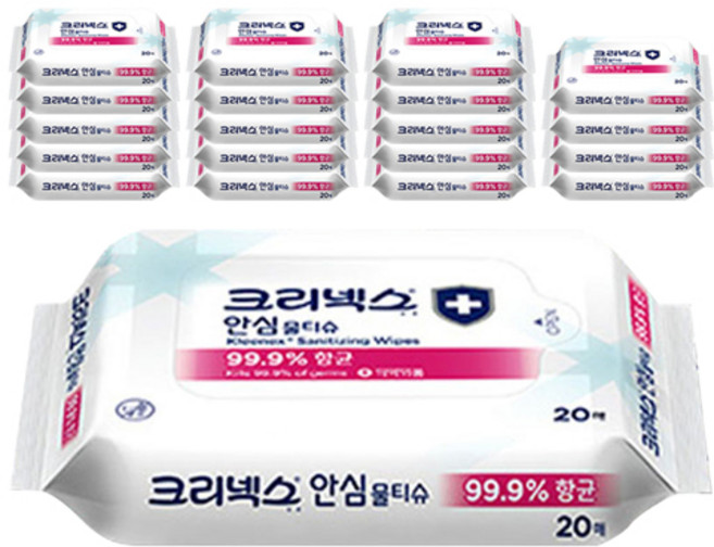 크리넥스 안심 물티슈, 20매, 20개