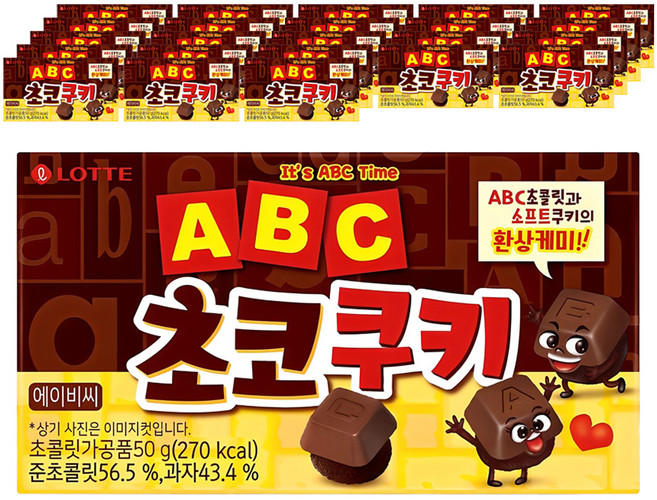 LOTTE 樂天 ABC字母巧克力餅乾, 50g, 24盒