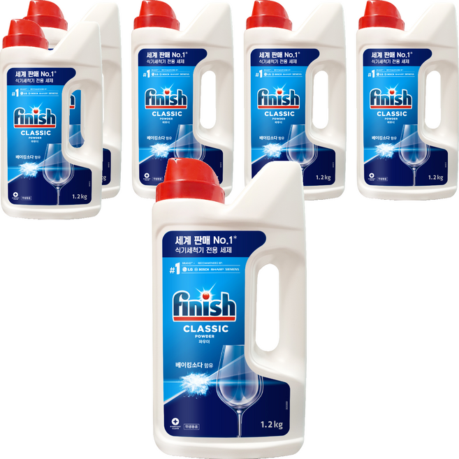 피니시 파우더 식기세척기용 세제, 1.2kg, 6개