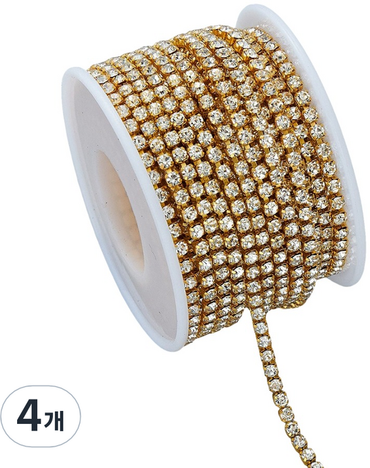 코히모 악세사리 DIY 큐빅 구슬 체인 네일 스톤 2mm x 9m 5W0525, 4개, 골드
