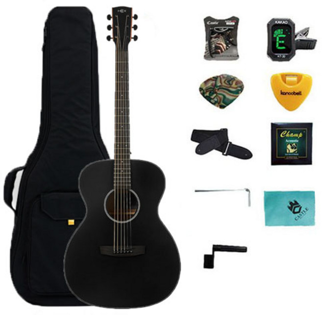 헥스 어쿠스틱 기타 + 구성품 11종, F200 M BT, Black, 1개