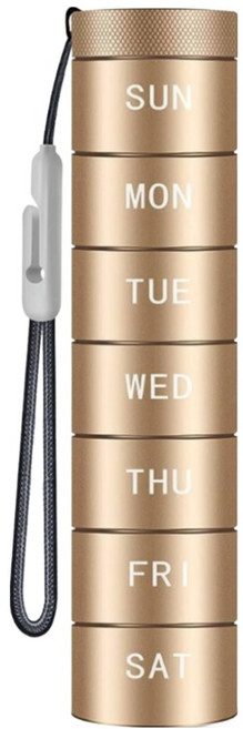 심플리비 고급 메탈 일주일 일자 밀폐 약통 골드, 1개