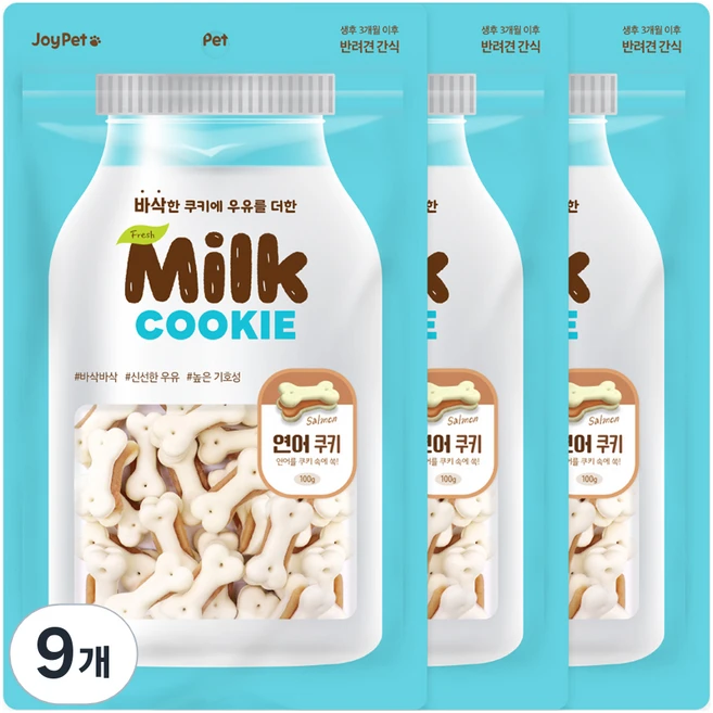 조이펫 강아지 밀크 쿠키 간식, 연어, 100g, 9개 - 쿠팡