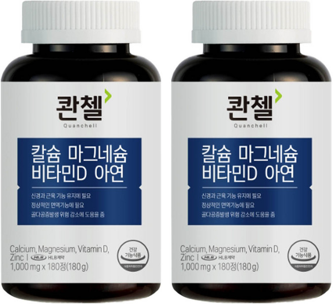 콴첼 칼슘 마그네슘 비타민D 아연 180g, 2개, 180정