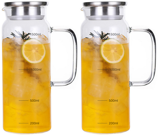 로체스터 스테인리스 내열유리 물병, 혼합색상, 1.5L, 2개