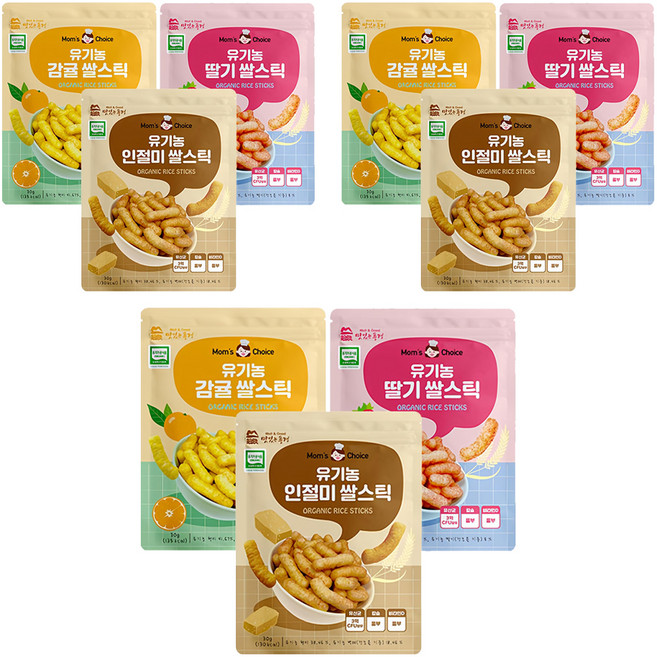 맛있는풍경 유기농 쌀스틱 3종 세트, 딸기맛, 감귤맛, 인절미맛, 30g, 3세트