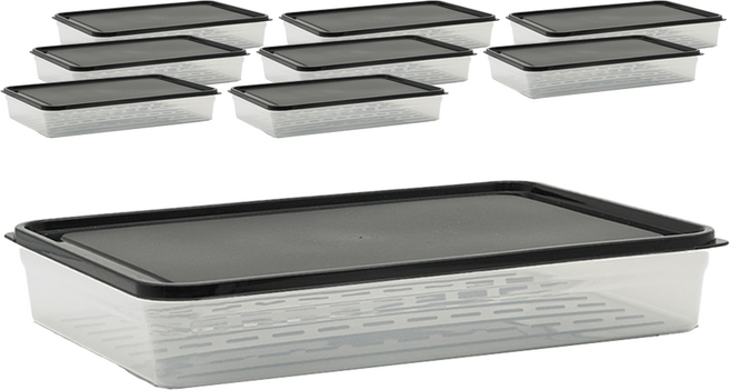 생활엔 말랑핏 차곡차곡 식재료 보관용기 블랙, 9개, 2800ml