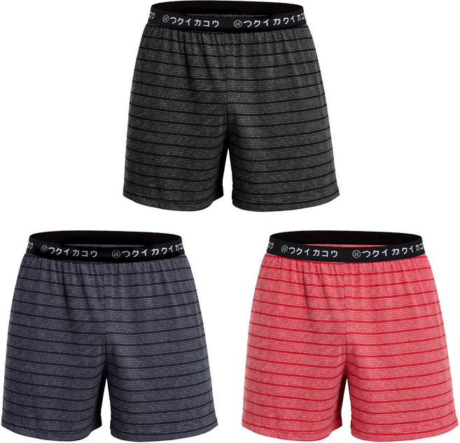 GIAT 吉亞特 吸排抑菌棉條紋休閒平口褲3件組 台灣製 838335