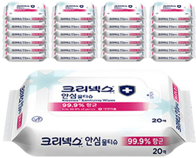 크리넥스 안심 물티슈, 20매, 25개