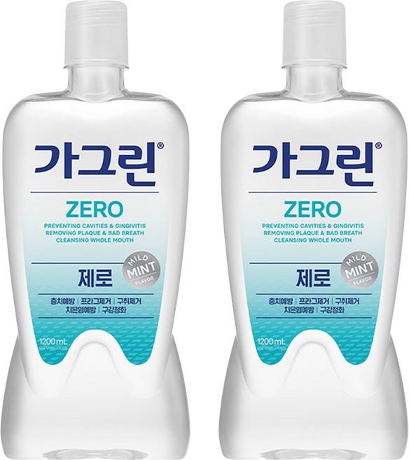 가그린 제로 구강청결제, 1.2L, 2개
