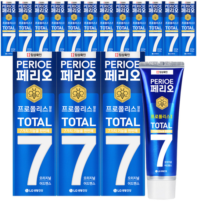 페리오 토탈7프로 오리지널 어드밴스 치약, 120g, 15개