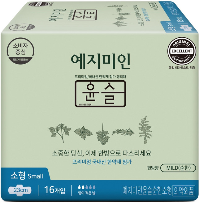 예지미인 윤슬 순한순면 생리대 날개형, 소형, 16개입, 1개
