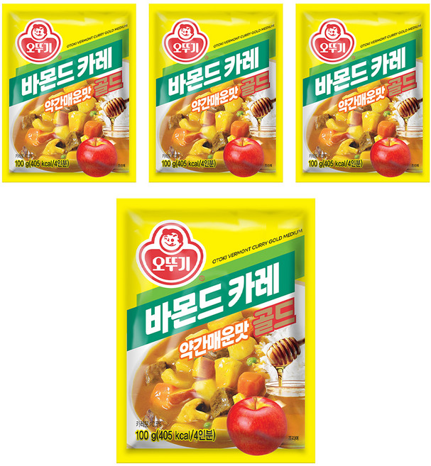 오뚜기 바몬드 카레 골드 약간매운맛, 100g, 4개