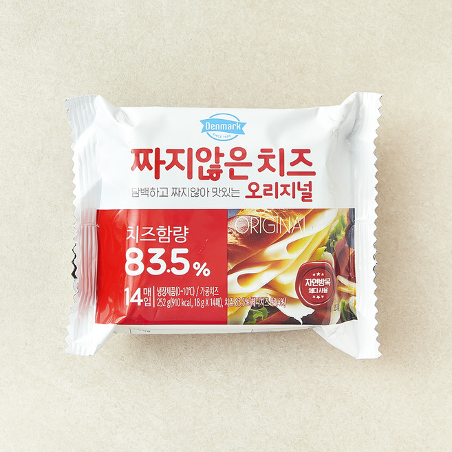 덴마크 짜지않는 치즈 오리지널, 18g, 14개입, 1개