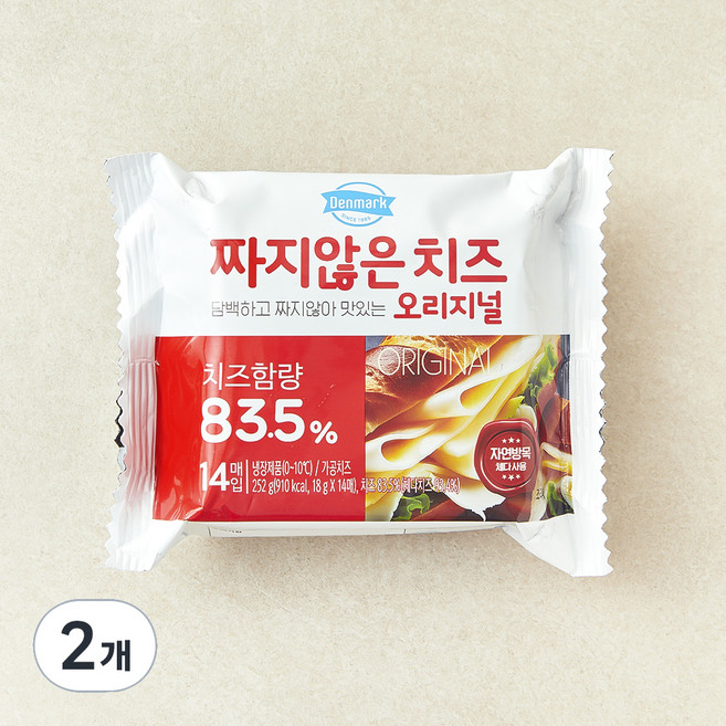 덴마크 짜지않는 치즈 오리지널, 18g, 14개입, 2개