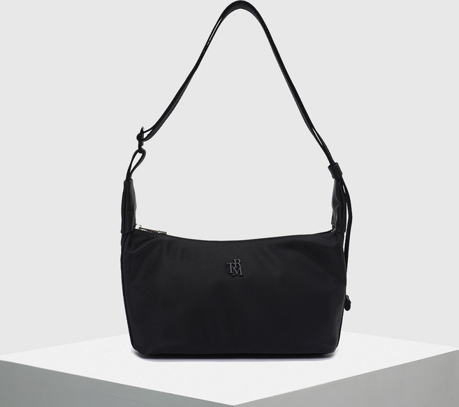 3reminds 再生尼龍迷你Hobo包 T09W, BLACK