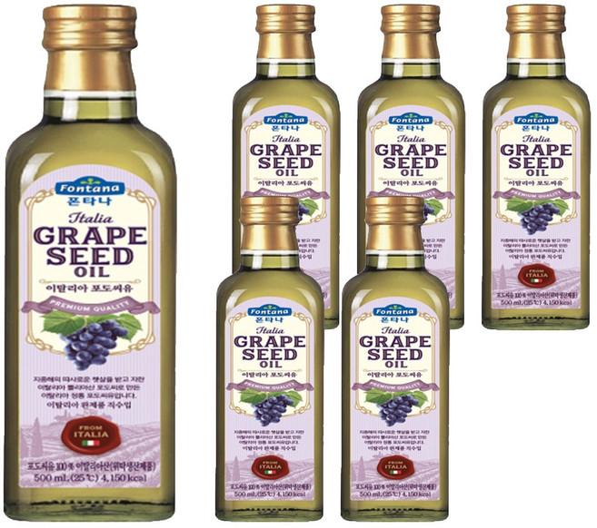 폰타나 이탈리아 포도씨유 마라스카, 500ml, 6개