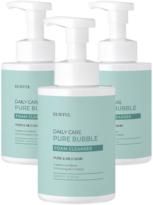 은율 데일리케어 퓨어 버블 약산성 폼클렌징, 500ml, 3개