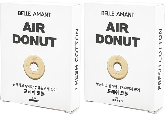 벨르아망 에어도넛 차량용 방향제 리필, 2개, 프레쉬 코튼
