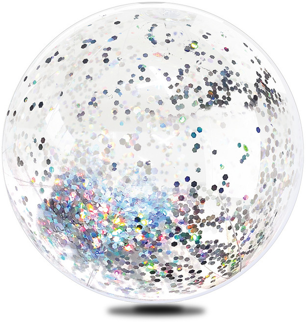 두로카리스마 투명 스팽글 비치볼, 35cm, 혼합색상, 1개