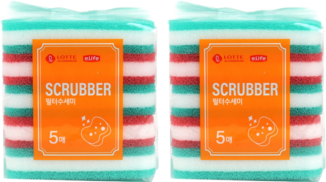 롯데이라이프 필터 수세미, 5개, 2개