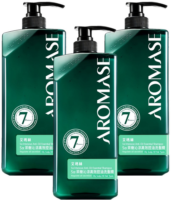 AROMASE 艾瑪絲 5α茶樹沁涼高效控油洗髮精, 400ml, 3瓶
