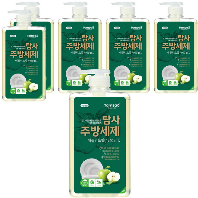 탐사 친환경 주방세제 애플민트향, 940ml, 6개